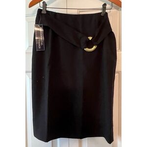 Fundamental Things Women's Black Midi Skirt Novelty Button Detail NWT #744.